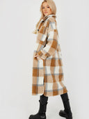 Plaid teddy borg coat – longline cut 
