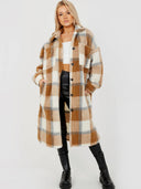 Plaid teddy borg coat – longline cut 