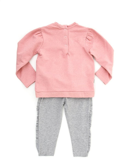 Chicco dječji set – roza majica i sive tajice s motivom mede - Šaramondo