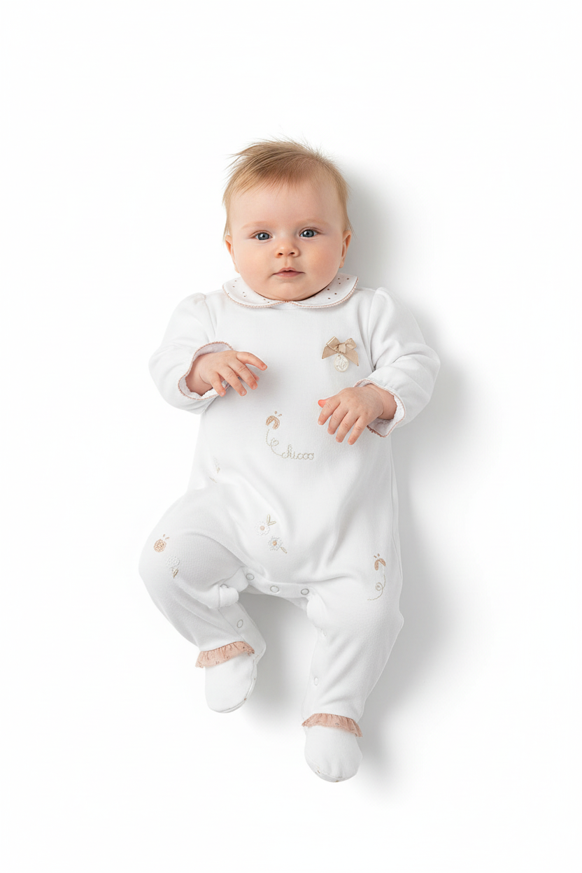 Chicco "Flowers" bodysuit with legs - FSC® and OEKO-TEX®