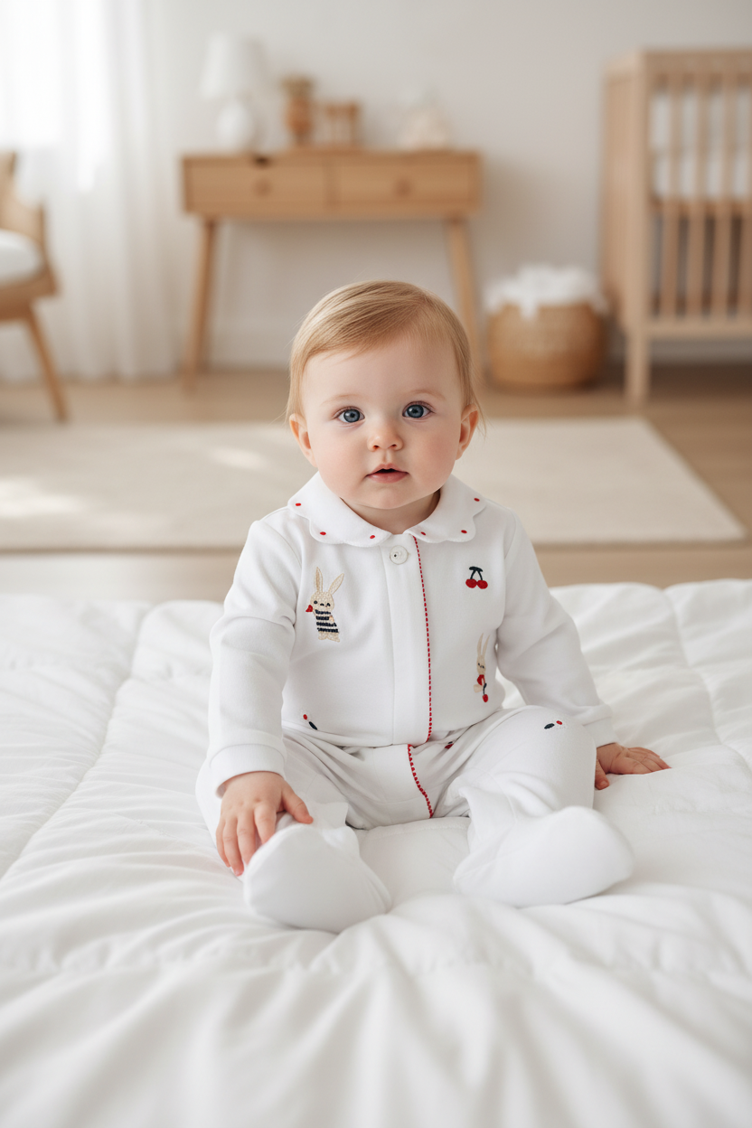 Chicco "Cherry" bodysuit with legs. - FSC® and OEKO-TEX®