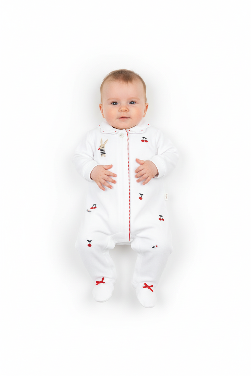 Chicco "Cherry" bodysuit with legs. - FSC® and OEKO-TEX®