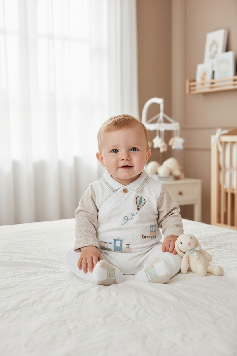Chicco bodi "Vlakić" s nogavicama - FSC® i OEKO-TEX®