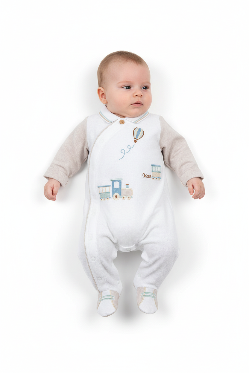 Chicco bodi "Vlakić" s nogavicama - FSC® i OEKO-TEX®