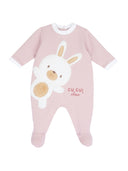 Chicco plišani bodi s zekom – ružičasti, sa stopalicama