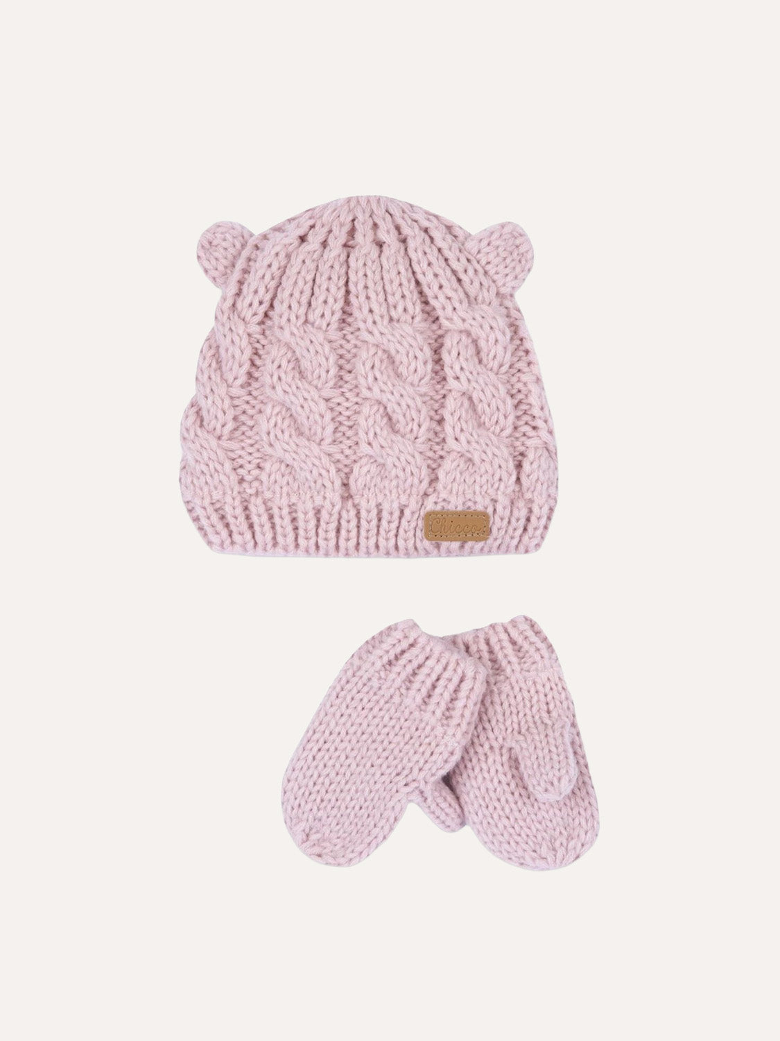 Chicco pleteni komplet kape i rukavica za bebe – ružičasti
