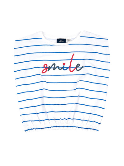 MY CHICCO — KURZARM-T-SHIRT FÜR MÄDCHEN | WEISS MIT LUREXSTREIFEN