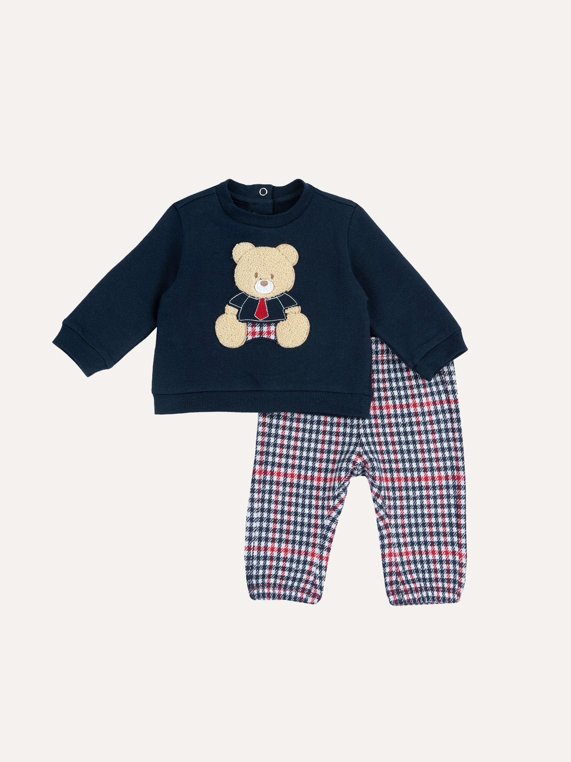 Chicco dvodijelni set za bebe s medvjedićem – tamnoplavi/karirani