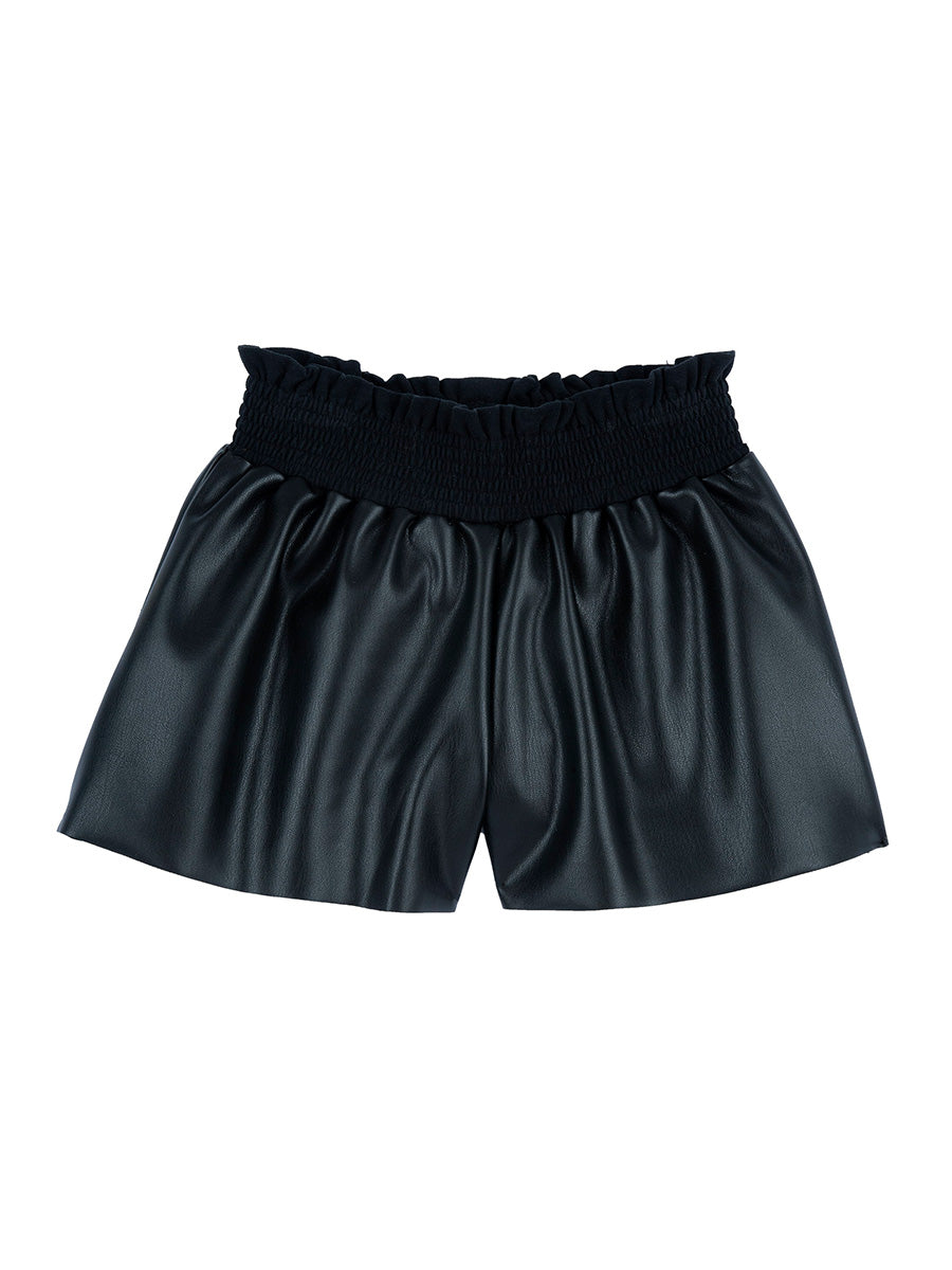 Chicco — Kurze Shorts aus Kunstleder | Schwarz