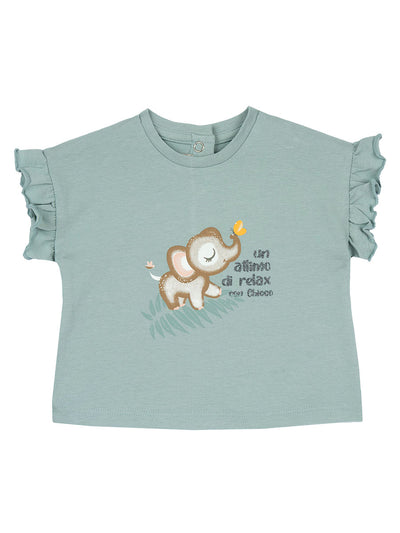 CHICCO KURZARM-T-SHIRT – SAGE GREEN | ELEFANT MIT SCHMETTERLING