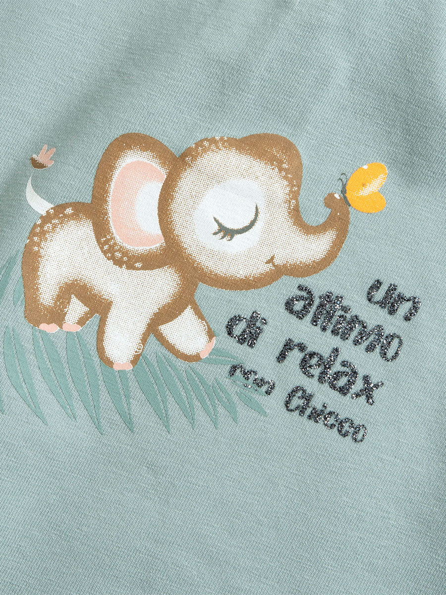 CHICCO KURZARM-T-SHIRT – SAGE GREEN | ELEFANT MIT SCHMETTERLING