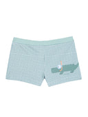Chicco — Kupaći bokserice s krokodilom roniocem | Mint vichy