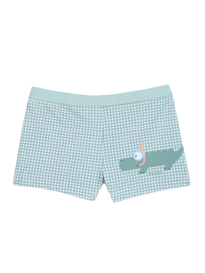 Chicco — Badeshorts mit Krokodil-Taucher | Mint-Vichy