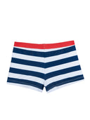 Chicco — Badeshorts mit Hund und Ball | Marineblau + weiß gestreift