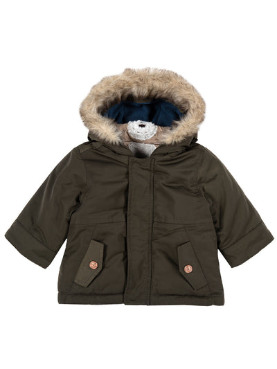 Chicco winter jacket with hood and faux fur - model "Chipmunk", olive