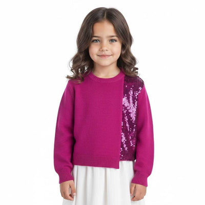 Chicco sweater for girls with purple sequins - 100% cotton