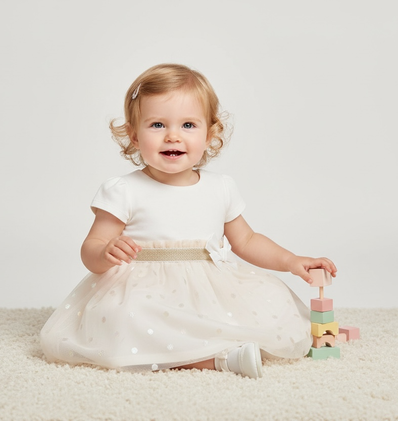 Chicco dress with tulle - white