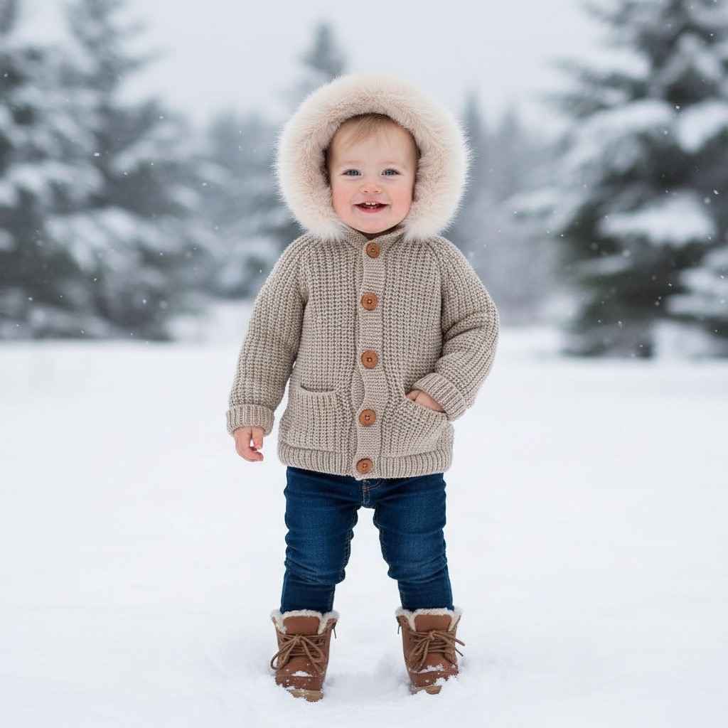 Knitted vest with hood