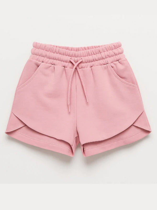 Children's shorts with flap – (4-8 years)-soft pink &amp; black