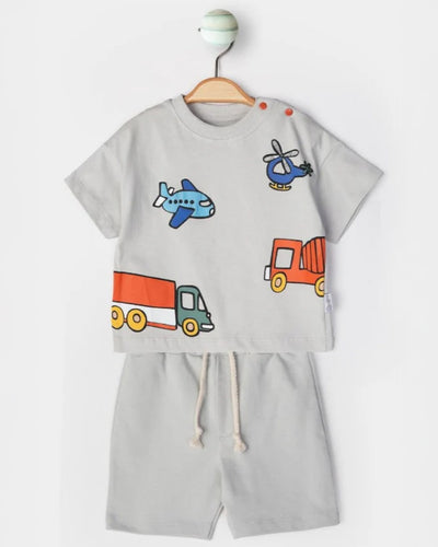 Kinder Sommerset mit LKW-Aufdruck – 6/24 Monate