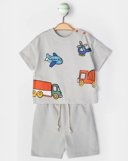 Kinder Sommerset mit LKW-Aufdruck – 6/24 Monate