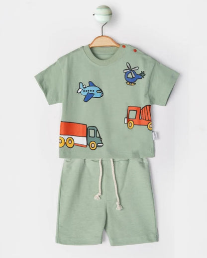 Kinder Sommerset mit LKW-Aufdruck – 6/24 Monate