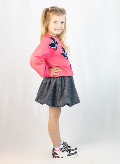 Children's set - pink sweater and skirt with ruffles