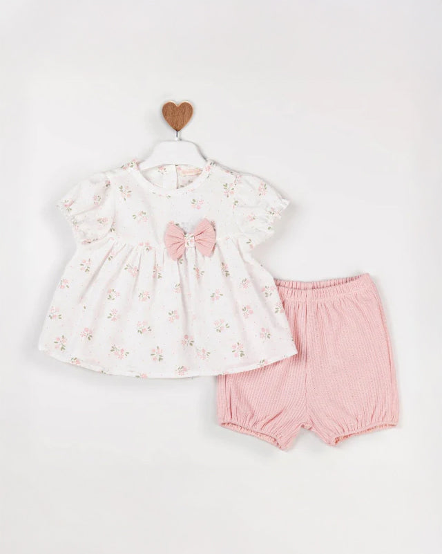 Zweiteiliges Sommerset für Mädchen mit Strickdetails – 100 % Baumwolle (EU 68–86)
