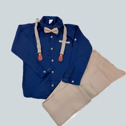 Elegantan dječji set s košuljom, hlačama i tregerima (110-128) - Šaramondo