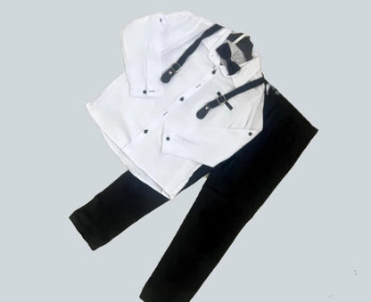 Elegantan dječji set s košuljom, hlačama i tregerima (110-128) - Šaramondo