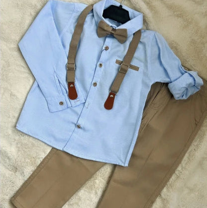 Elegantan dječji set s košuljom, hlačama i tregerima (110-128) - Šaramondo