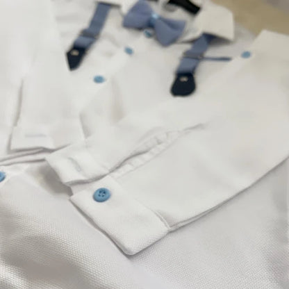 Elegantan dječji set s košuljom, hlačama i tregerima (110-128) - Šaramondo