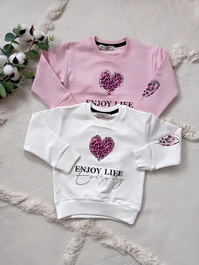 Kinder-T-Shirt mit Leopardenherz - Größen 74-98