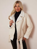 Aviator jacket in faux leather with lining 