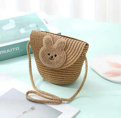 Gestrickte Kinder-Strandtasche mit Hasenmotiv