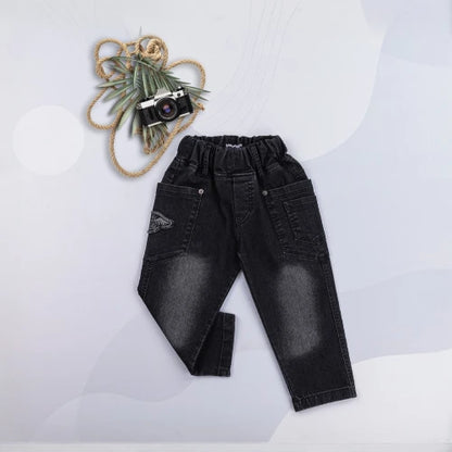 Boys' trousers with elastic waistband - black