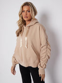 Oversized hoodie with pleated sleeves