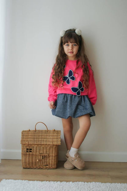 Children's set - pink sweater and skirt with ruffles