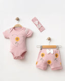 3-teiliges Sommerset - Rosa Sonnenblumen-Design (3-12 Monate) 