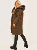 Padded longline coat with hood 