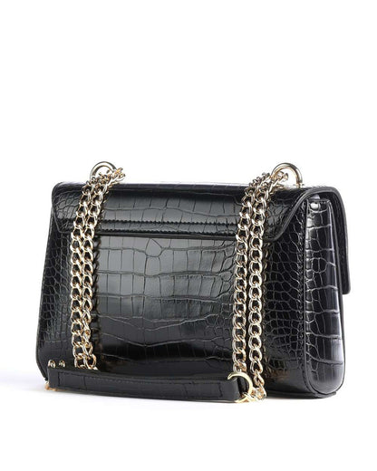 Schwarze Love Moschino-Tasche mit Kette und goldenen Details