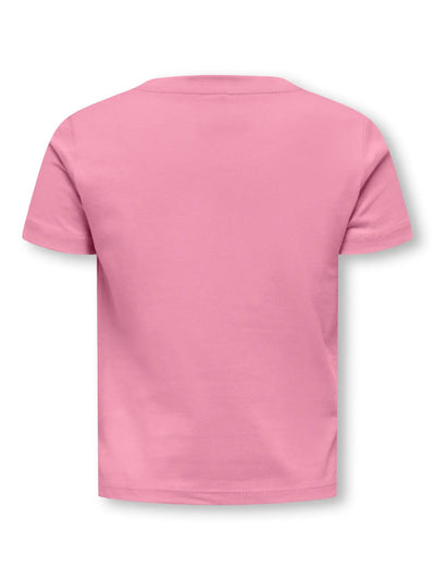 Only Mini — T-Shirt mit gestickter Erdbeere | Rosa