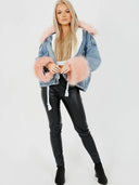 Denim jacket with faux fur – oversized cut 