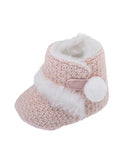 Pletene baby čizmice s umjetnim krznom i pomponom - Šaramondo