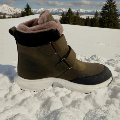 Winter leather boots with Velcro - Leather &amp; Orthopedic lining