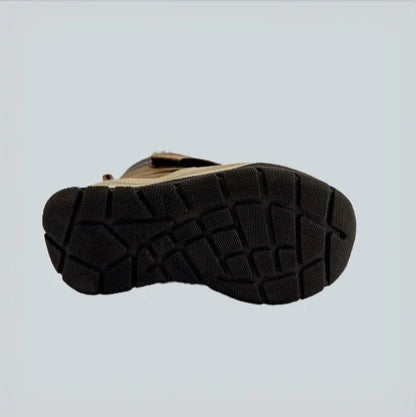 Winter leather boots with leather Velcro strap