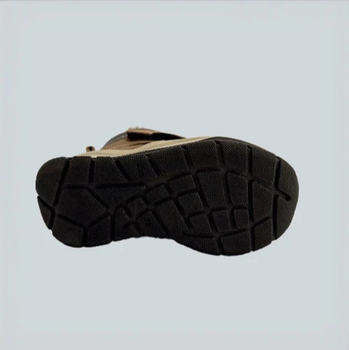 Winter leather boots with leather Velcro strap