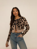 Knitted vest cardigan with print and laces