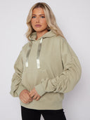 Fleece hoodie with a ribbon tie