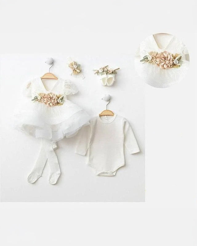 "Bella" Christening Party Set - 6 Piece Set for Girls (Size 56)